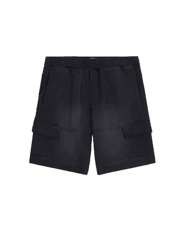 BLACK GARMENT DYE CARGO SHORTS