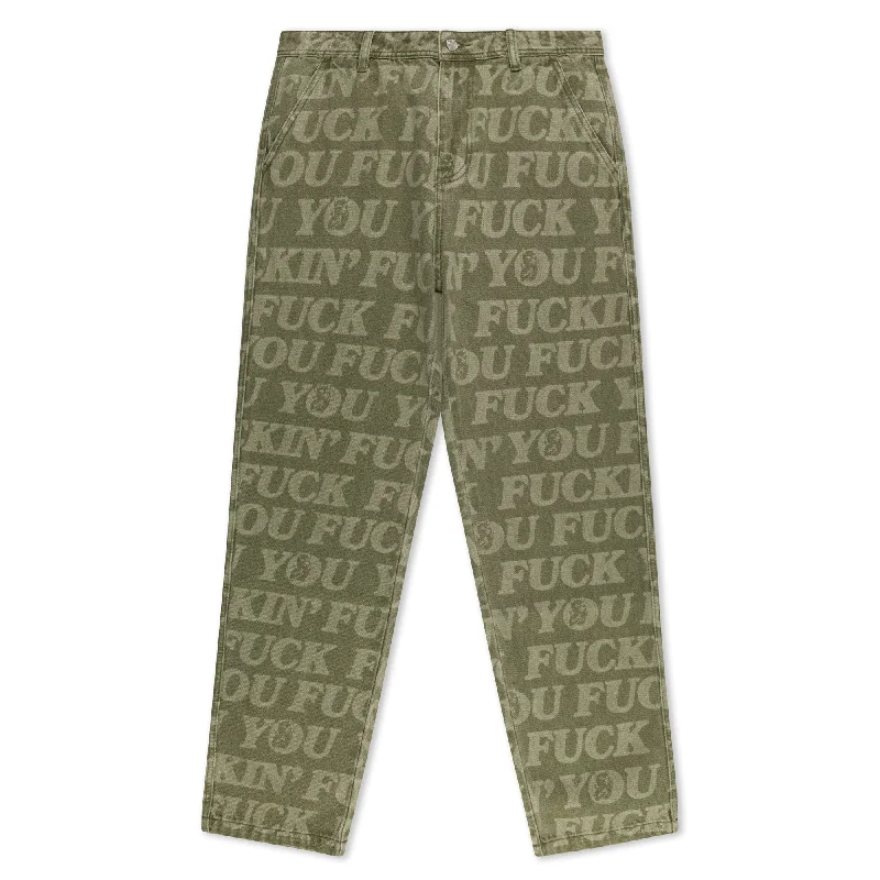 F.U.F.F. Washed Denim Pants (Light Olive Denim)