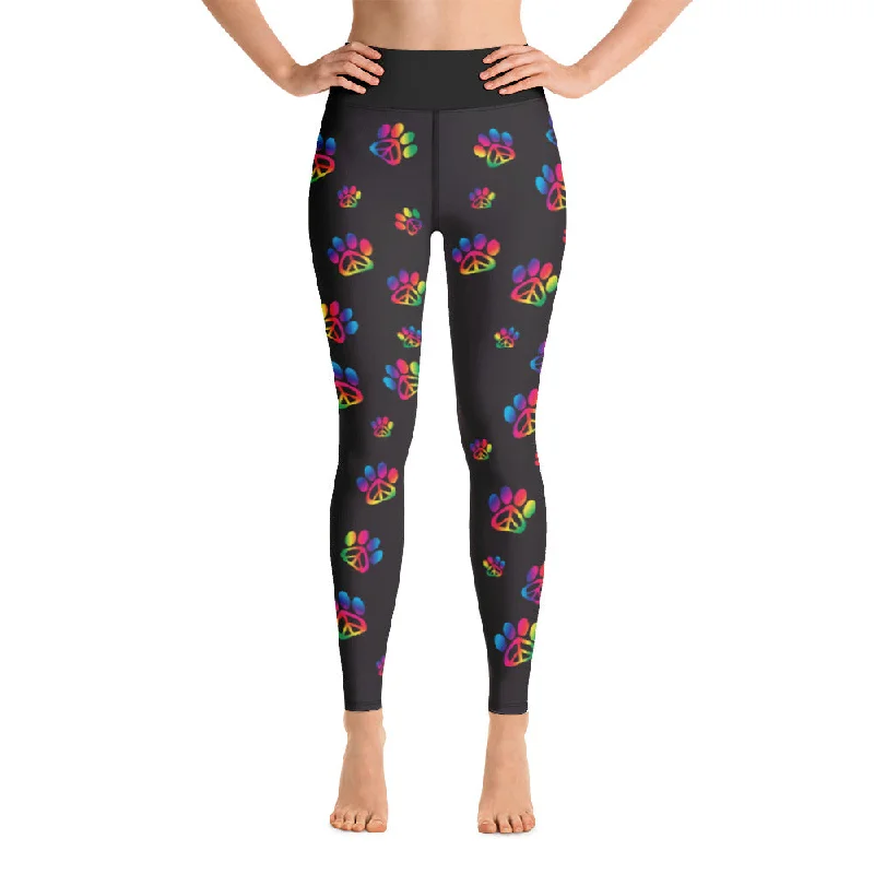 Rainbow Peace Paws Yoga Leggings