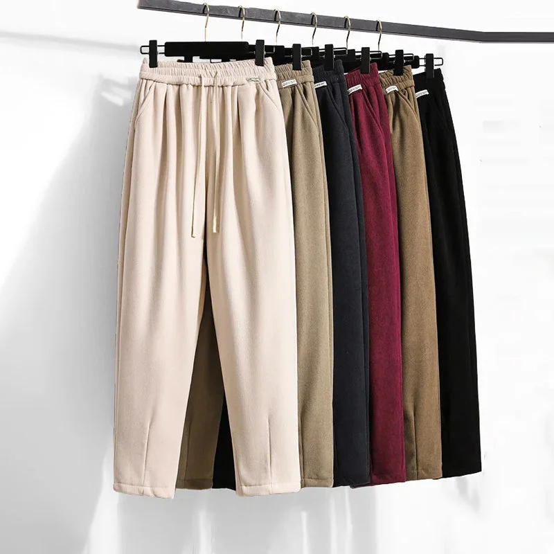 Solid Colour Warm Trousers