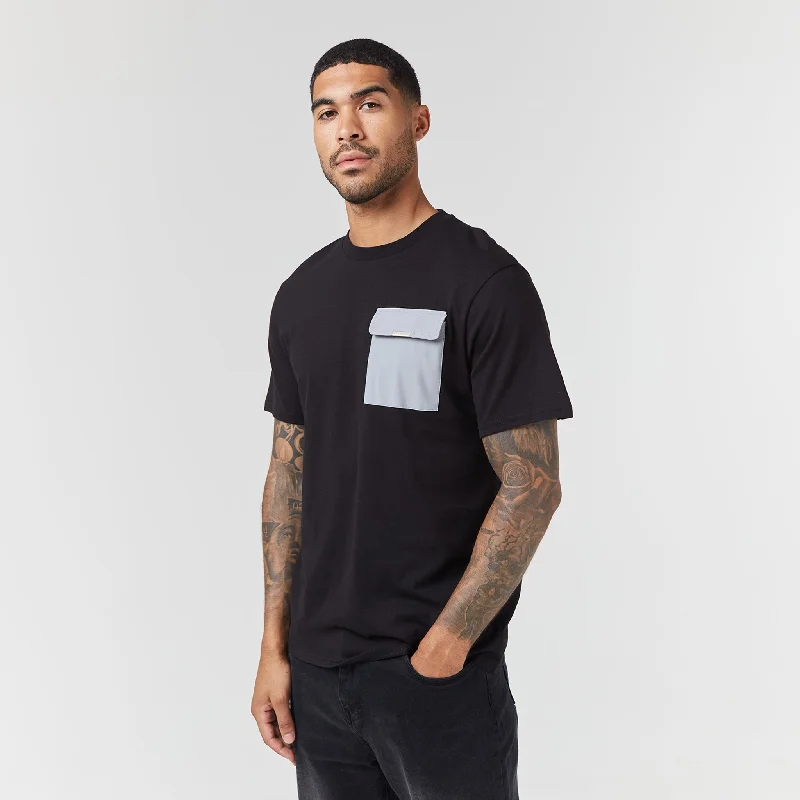 Tech Nylon Pocket T-Shirt | Black Grey