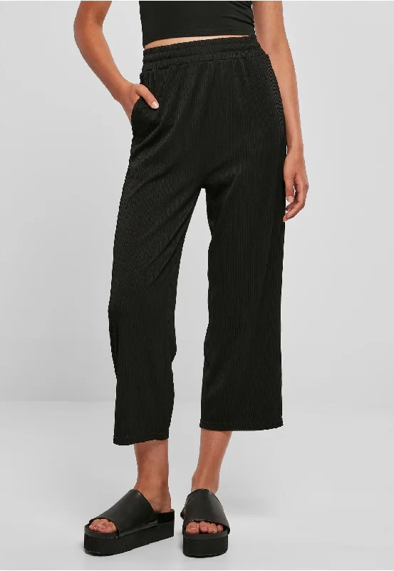 Urban Classics - Ladies Straight Leg Rib Interlock Black - Pants