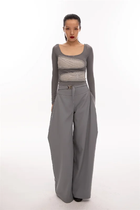 wide leg crepe trouser