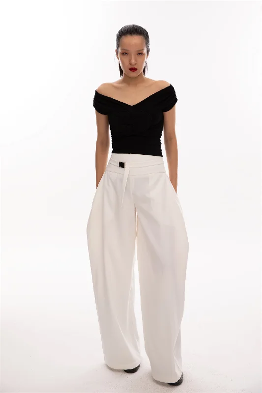 wide leg crepe trouser