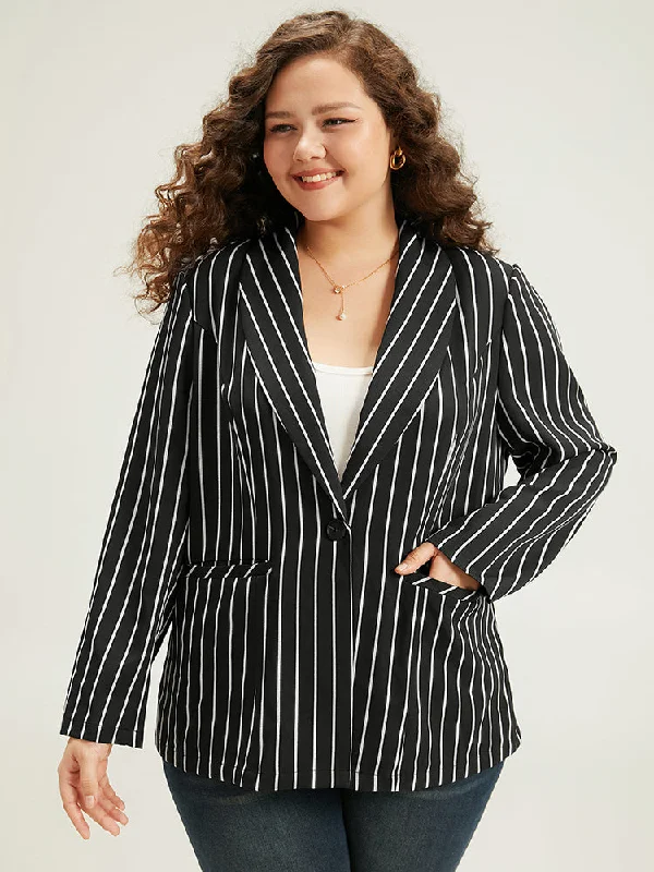 Striped Suit Collar Button Up Blazer