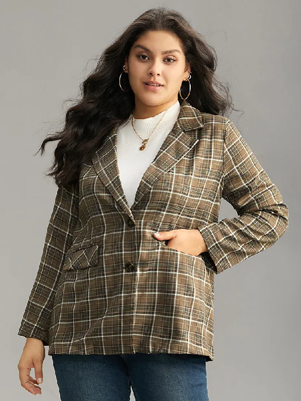 Plaid Flap Pocket Button Through Blazer