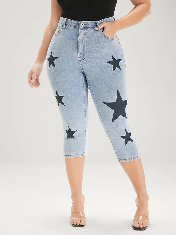 Skinny Very Stretchy Mid Rise Light Wash Cropped Jeans