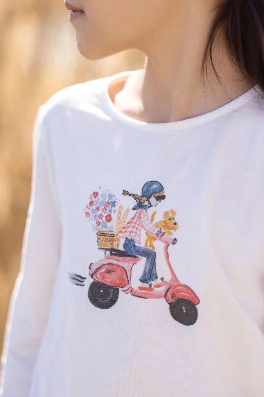 T-shirt - Illustration scooter framboise