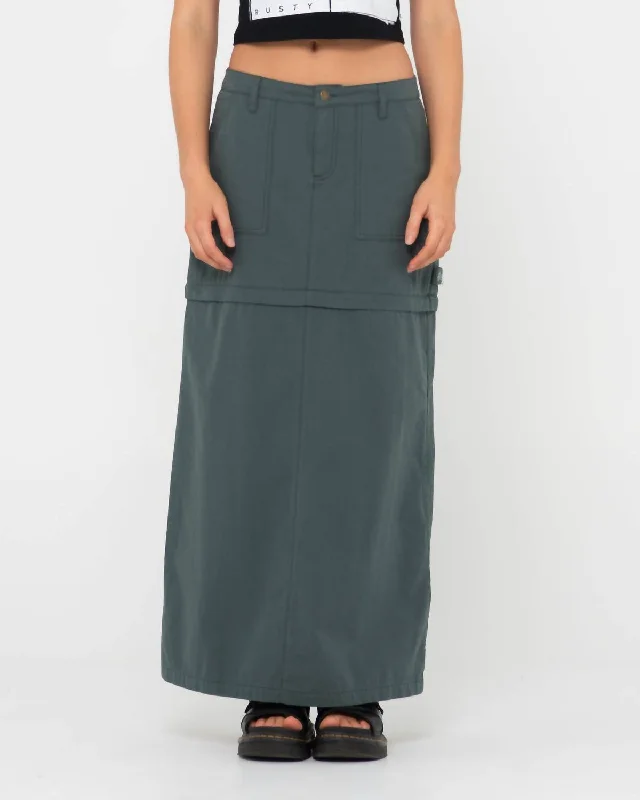 Billie Low-Rise Ripstop Zip Off Skirt In Army Green