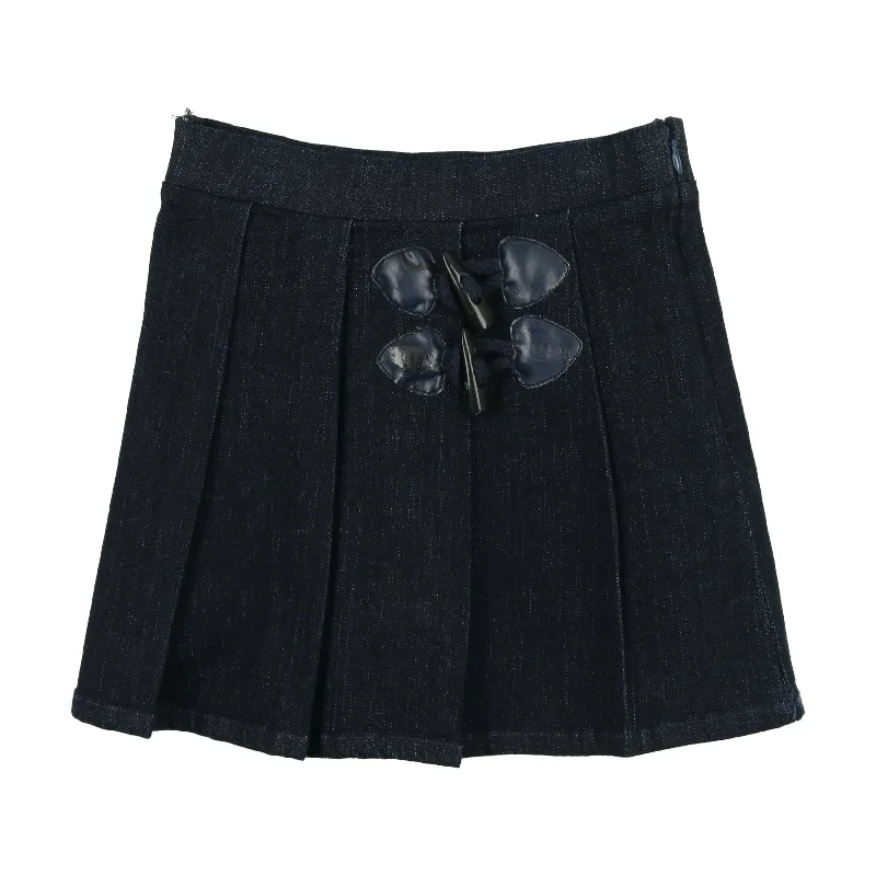 Bopop Black Denim Pleated Skirt