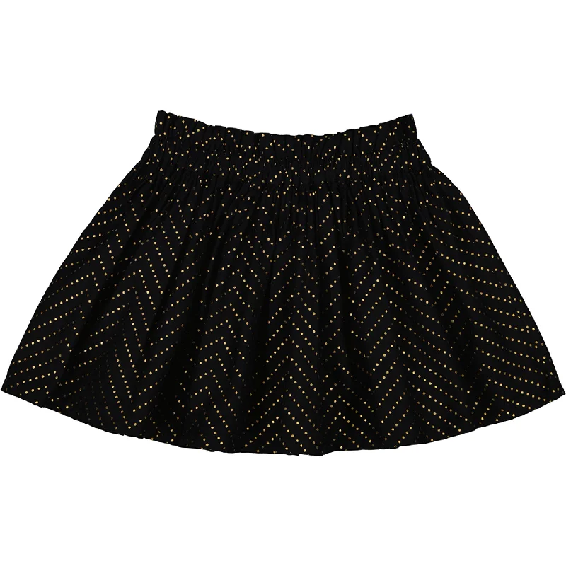 Louis Louise Black Skirt Artemis long Twill Gold Dots