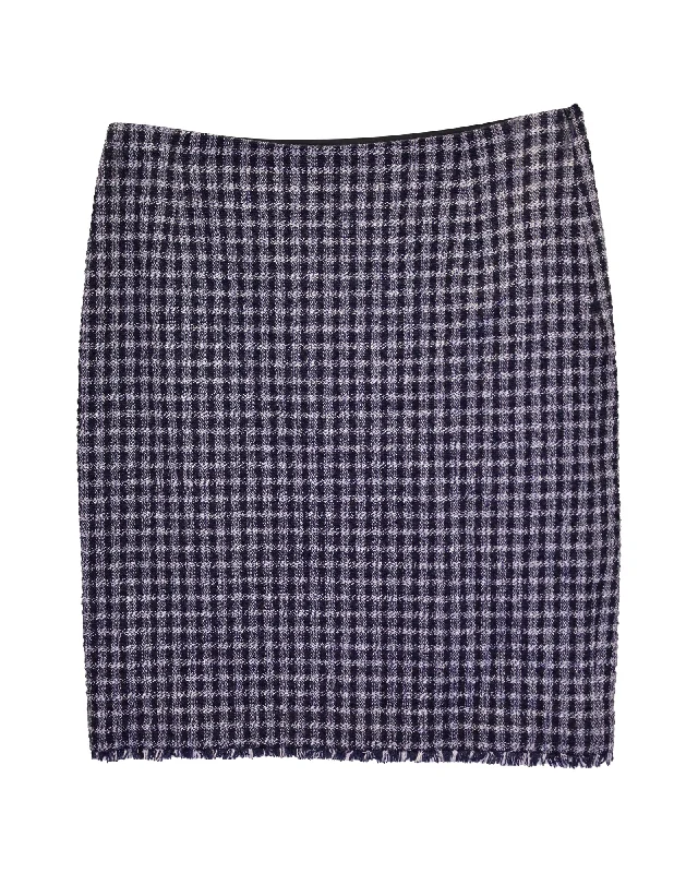 Max Mara Weekend Check Skirt in Blue Wool