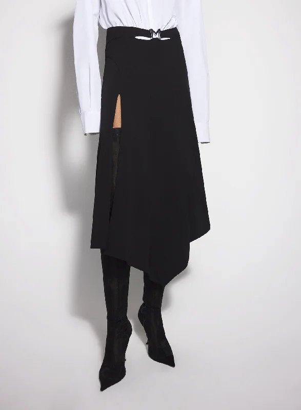 black m slitted skirt