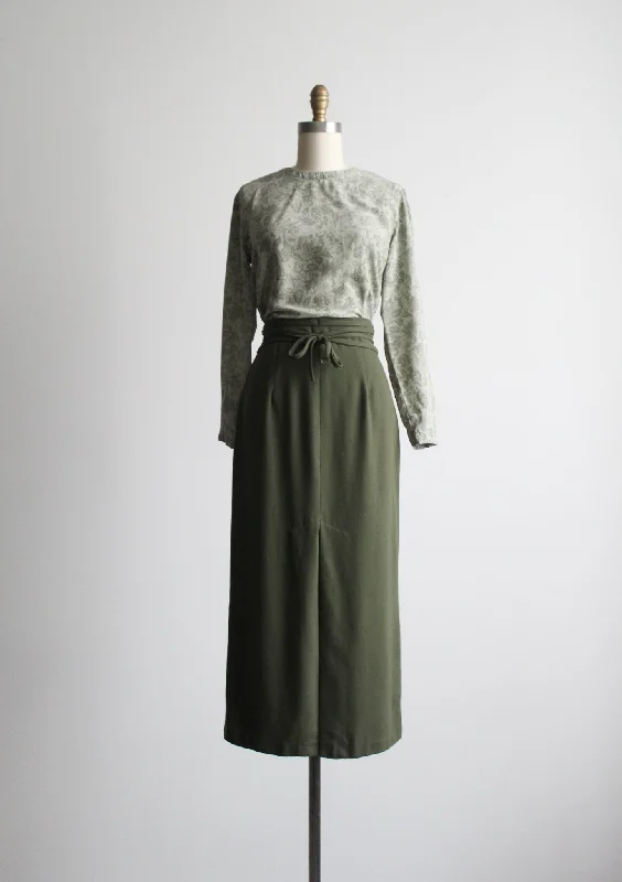 olive midi skirt