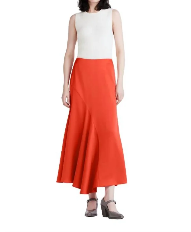 Paulette Flared Midi Skirt In Sunset