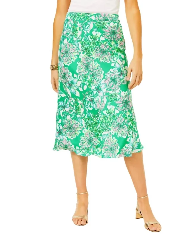 Rennox Midi Skirt In Spearmint Blossom Views