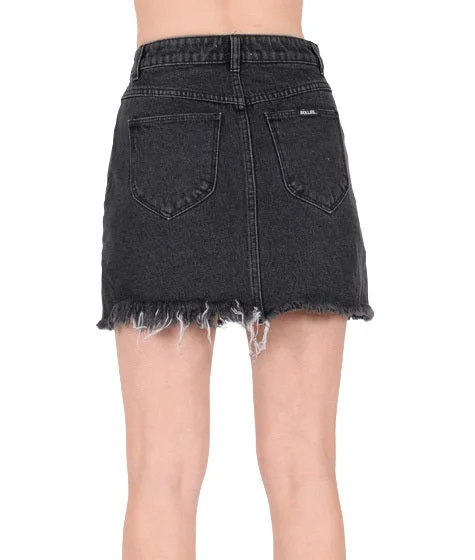 Rollas WOMENS CLAUDIA DENIM SKIRT BLACK STEEL