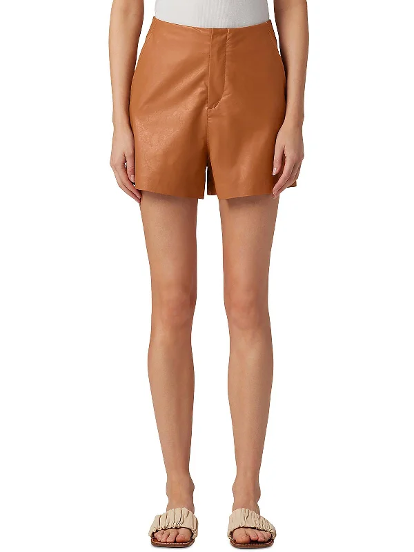 Johnnie Womens Vegan Leather Short Flat Front