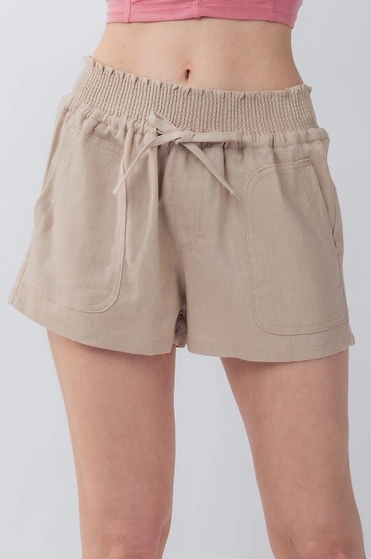 Sand Linen Drawstring Shorts