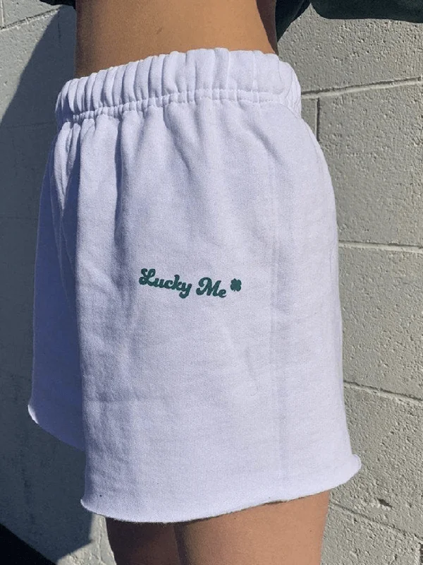 White Straight Leg Sweat Shorts