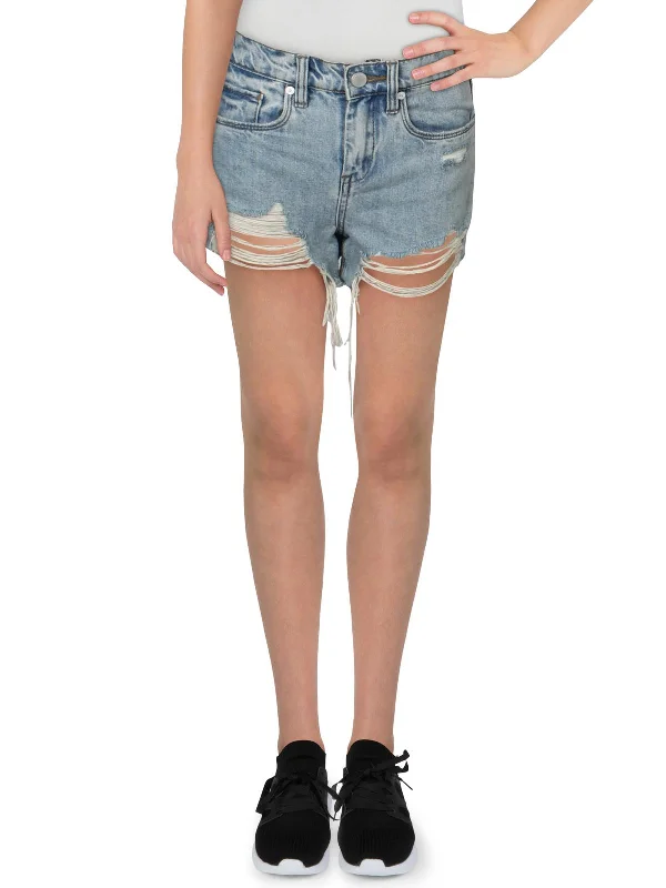 The Barrow Womens High Rise Distressed Denim Shorts