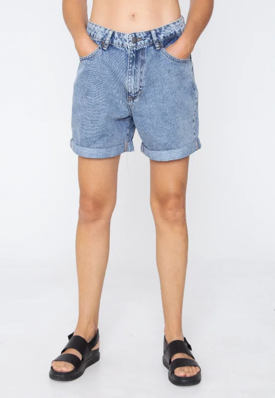 Urban Classics - Ladies High Waist Boyfriend Tinted Lightblue Washed - Shorts