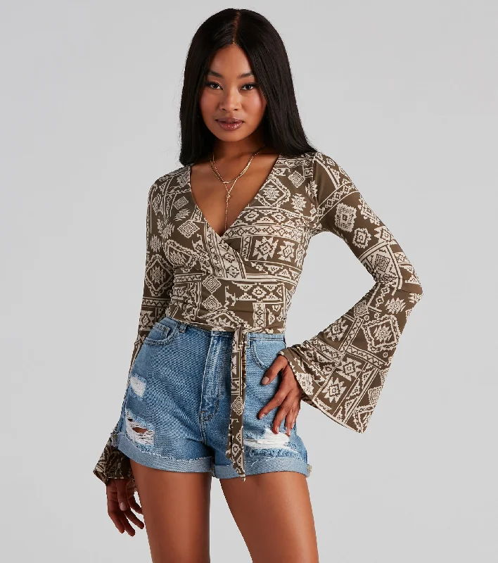 Boho Bell Sleeve Wrap Top