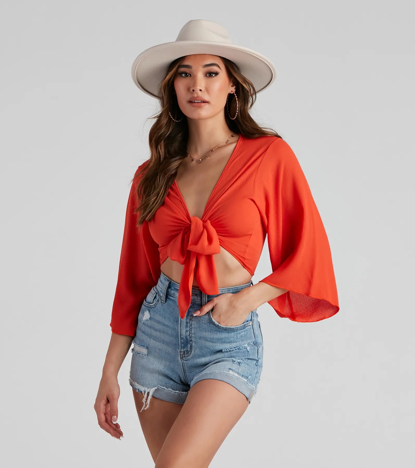 Boho Bell Tie-Front Top