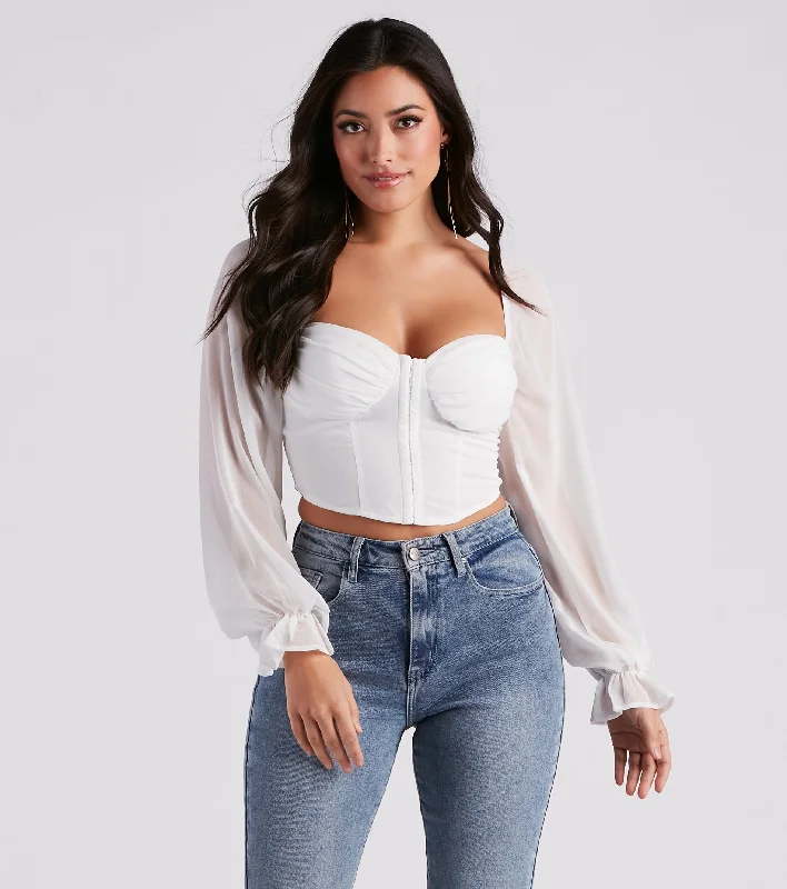 Breezy Chiffon Cropped Corset Blouse