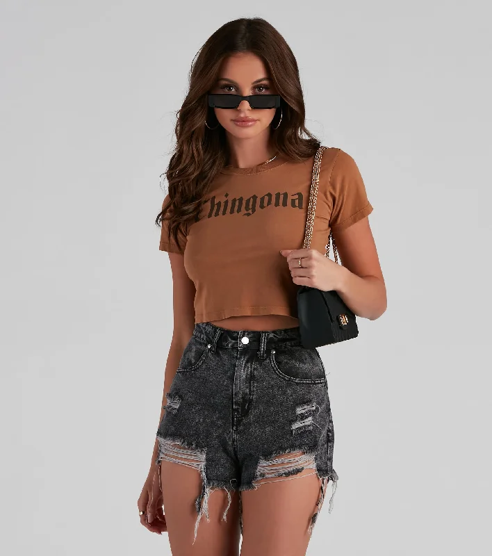 Chingona Graphic Crop Top