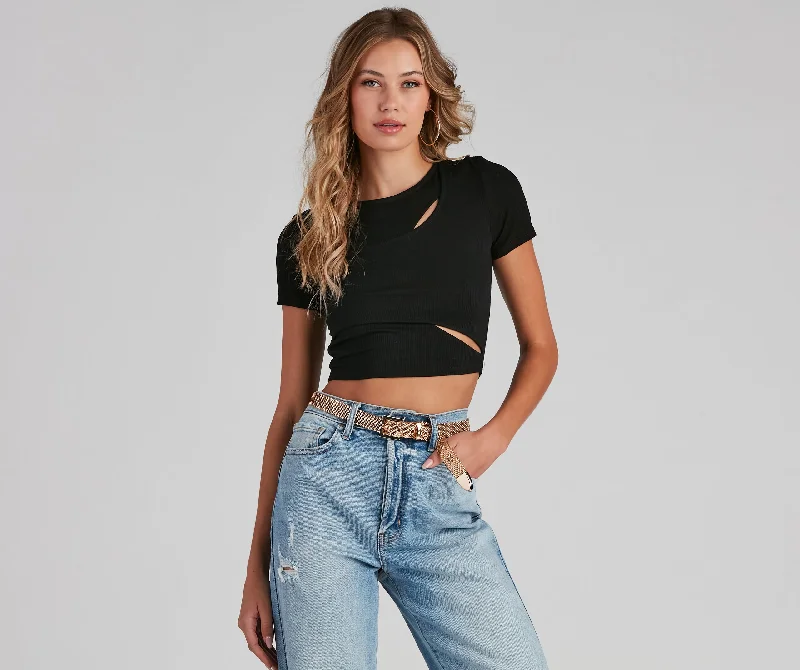 Split Emotions Cutout Crop Top