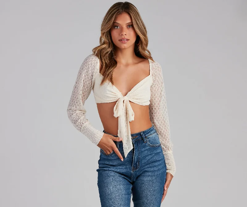 Totally Sweet Mesh Tie-Front Top