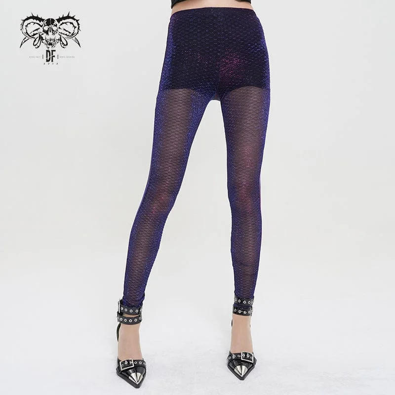 Women's Grunge Chromatic Scaly Sheer Mesh Leggings