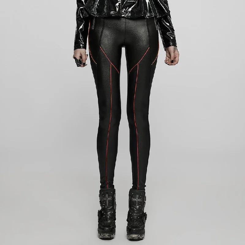 Women's Punk Zip Faux Leather Leggings